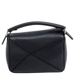 Pre Owned Loewe Black Leather Mini Puzzle Shoulder Bag