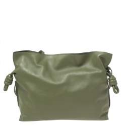 Loewe Olive Green Leather Flamenco Clutch