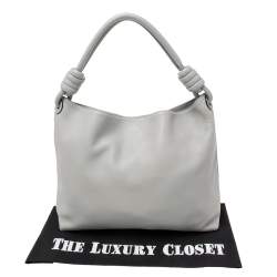Loewe Grey Leather Flamenco Knot Hobo