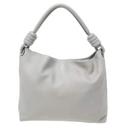 Loewe Grey Leather Flamenco Knot Hobo