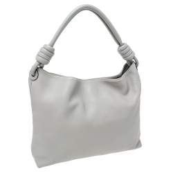 Loewe Grey Leather Flamenco Knot Hobo