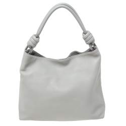 Loewe Grey Leather Flamenco Knot Hobo