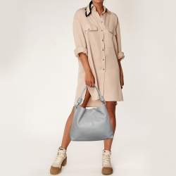 Loewe Grey Leather Flamenco Knot Hobo