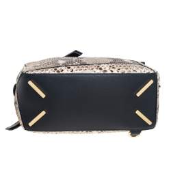 Pre Owned حقيبة كتف لويفي بازيل جلد وجلد ثعبان بيج/أسود صغيرة