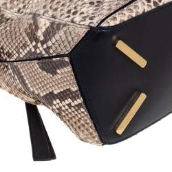 Pre Owned حقيبة كتف لويفي بازيل جلد وجلد ثعبان بيج/أسود صغيرة