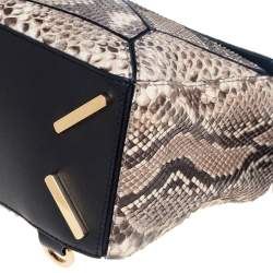 Pre Owned حقيبة كتف لويفي بازيل جلد وجلد ثعبان بيج/أسود صغيرة