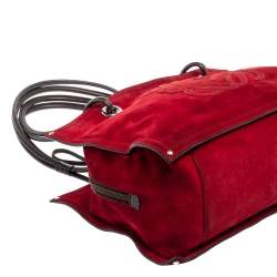 Pre Owned حقيبة ساتشل لويفي جلد وسويدي أحمر داكن/بني