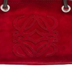 Pre Owned حقيبة ساتشل لويفي جلد وسويدي أحمر داكن/بني