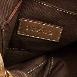 Pre Owned Loewe Beige/Gold Canvas and Leather Messenger Bag