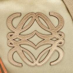 Pre Owned Loewe Beige/Gold Canvas and Leather Messenger Bag