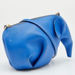 مملوكة مسبقًا Loewe Blue Leather Elephant Shoulder Bag
