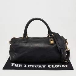 Pre Owned Loewe Black Leather Boston Bag
