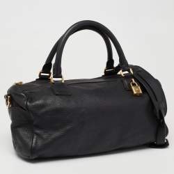 Pre Owned Loewe Black Leather Boston Bag