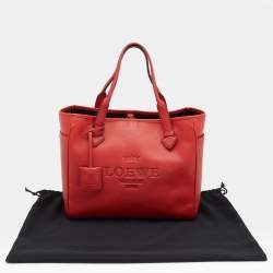 Pre Owned Loewe Red Leather Heritage Tote