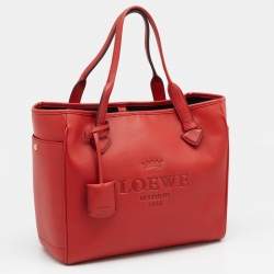 Pre Owned Loewe Red Leather Heritage Tote