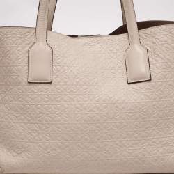 Pre Owned حقيبة يد توتس لويفي تي شوبر جلد بيج بالشعار منقوش