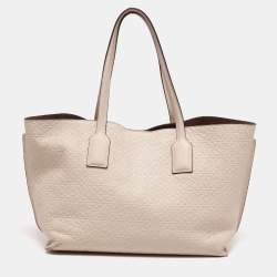 Pre Owned حقيبة يد توتس لويفي تي شوبر جلد بيج بالشعار منقوش