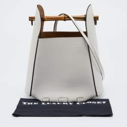 Pre Owned Loewe White Leather Bamboo Bucket Bag 