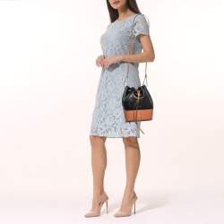 Pre Owned Loewe Black/Tan Leather Balloon Drawstring Bucket Bag