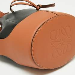 Pre Owned Loewe Black/Tan Leather Balloon Drawstring Bucket Bag