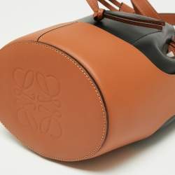 Pre Owned Loewe Black/Tan Leather Balloon Drawstring Bucket Bag