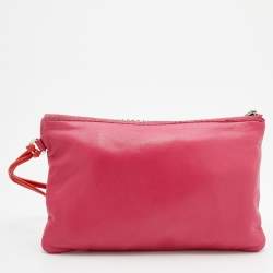 Loewe Pink Leather Logo Embossed Tassel Zip Pouch