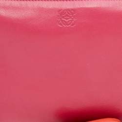 Loewe Pink Leather Logo Embossed Tassel Zip Pouch