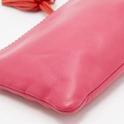 Loewe Pink Leather Logo Embossed Tassel Zip Pouch