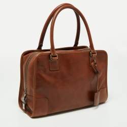 Pre Owned Loewe Brown Leather Amazona Satchel