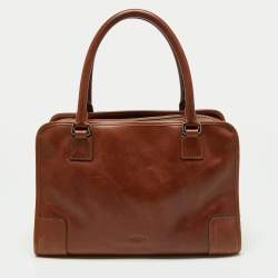 Pre Owned Loewe Brown Leather Amazona Satchel