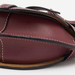 Pre Owned Loewe Burgundy Leather Small Gate Shoulder Bag
