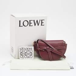 Pre Owned Loewe Burgundy Leather Small Gate Shoulder Bag