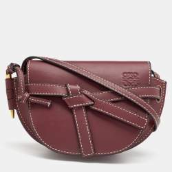Pre Owned Loewe Burgundy Leather Small Gate Shoulder Bag