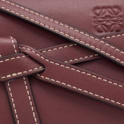 Pre Owned Loewe Burgundy Leather Small Gate Shoulder Bag