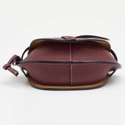 Pre Owned Loewe Burgundy Leather Small Gate Shoulder Bag