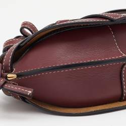 Pre Owned Loewe Burgundy Leather Small Gate Shoulder Bag