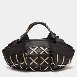 Pre Owned حقيبة ساتشل لويفي شبك جلد بني إصدار محدود