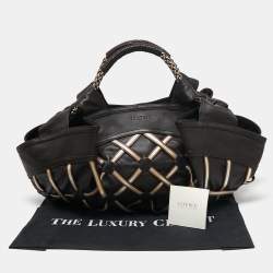 Pre Owned حقيبة ساتشل لويفي شبك جلد بني إصدار محدود