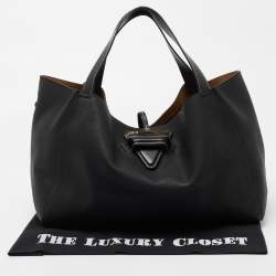 Pre Owned Loewe Black Leather Logo Shoulder Bag