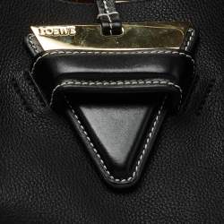 Pre Owned Loewe Black Leather Logo Shoulder Bag