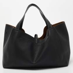 Pre Owned Loewe Black Leather Logo Shoulder Bag