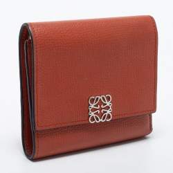 Loewe Burnt Orange Leather Anagram Trifold Wallet
