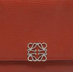 Loewe Burnt Orange Leather Anagram Trifold Wallet