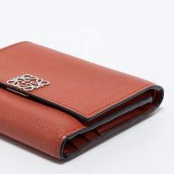 Loewe Burnt Orange Leather Anagram Trifold Wallet