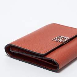 Loewe Burnt Orange Leather Anagram Trifold Wallet