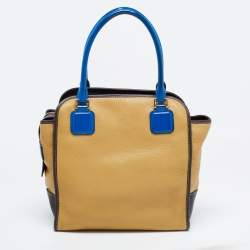 Loewe Tricolor Pebbled Patent and Leather Front Pocket Satchel