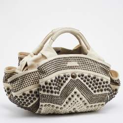 Pre Owned Loewe Light Beige Leather Special Edition Embellished Aire Hobo