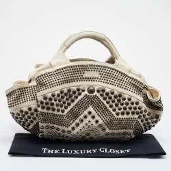 Pre Owned Loewe Light Beige Leather Special Edition Embellished Aire Hobo