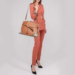 مملوكة مسبقًا Loewe Tan/Beige Leather and Canvas Medium Gate Tote