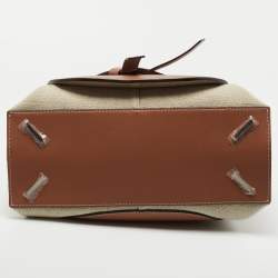 مملوكة مسبقًا Loewe Tan/Beige Leather and Canvas Medium Gate Tote